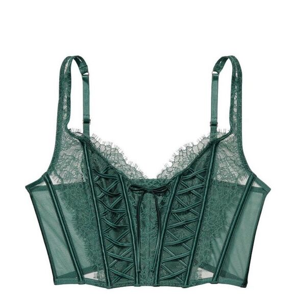 Victoria's Secret XS Unlined Lace-Up Corset Top Dream‎ Angels BLACK Size M NWT - Picture 3 of 5